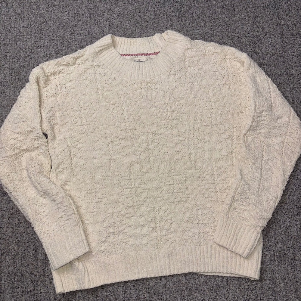 Weatherproof Vintage Sweater Womens Medium Cream Textured Metallic